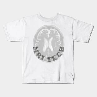 MRI Tech Metal Font with Brain White BG Kids T-Shirt